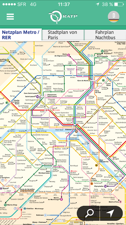 Paris App mit Metroplan